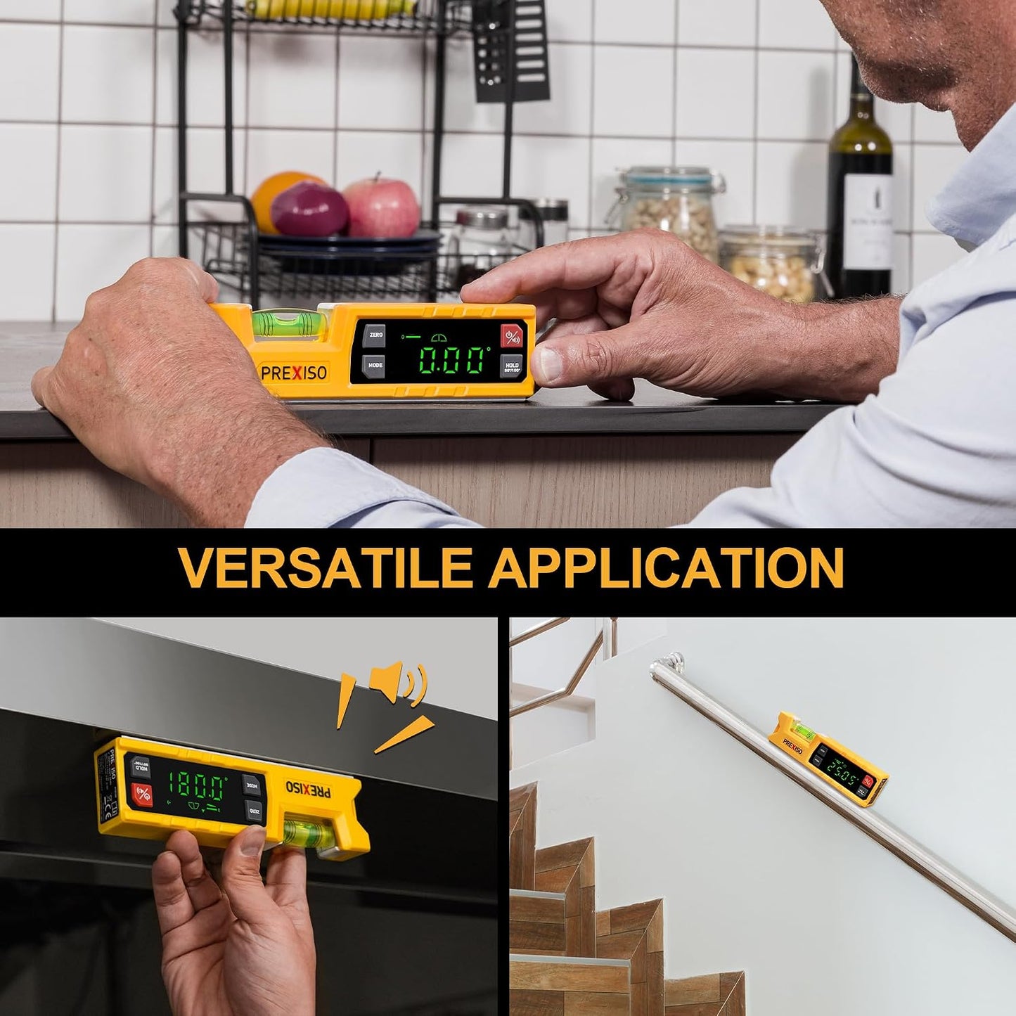 PREXISO Digital Level & Digital Protractor, 7" Angle Finder 0-90° & 0-180° | Electronic Bubble Inclinometer with Magnetic V-Groove & Audio Indicator for Woodwork, Saw & Home Drainage Leveling