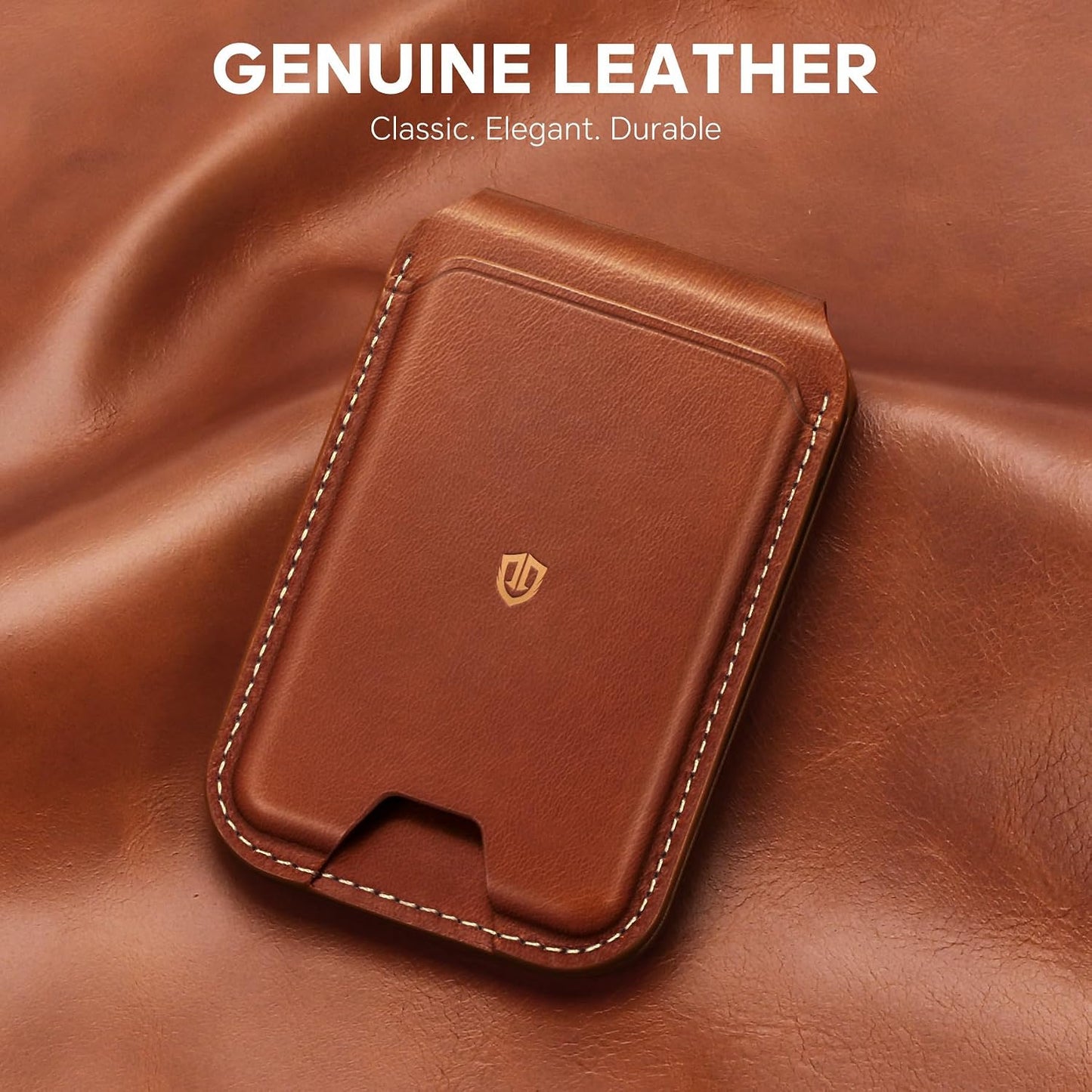 SHIELDON Genuine Leather Magnetic Wallet Stand for MagSafe, Retro Brown | Strong Magnetic, Card Holder, Kickstand, Angle Adjustment, Rfid Blocking, for iPhone 17/16/15/14/13/12 Series & Magnet Case