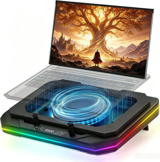 Cooling Pad for HP Omen 17 16 15 15t Transcend 14 16 MAX 16 Victus 15 16 Pavilion 14-17 inch Gaming Laptop,with Ultra Powerful Booster Turbo Fan,6 RGB Light Mode,Adjustable Speed,Touch Start