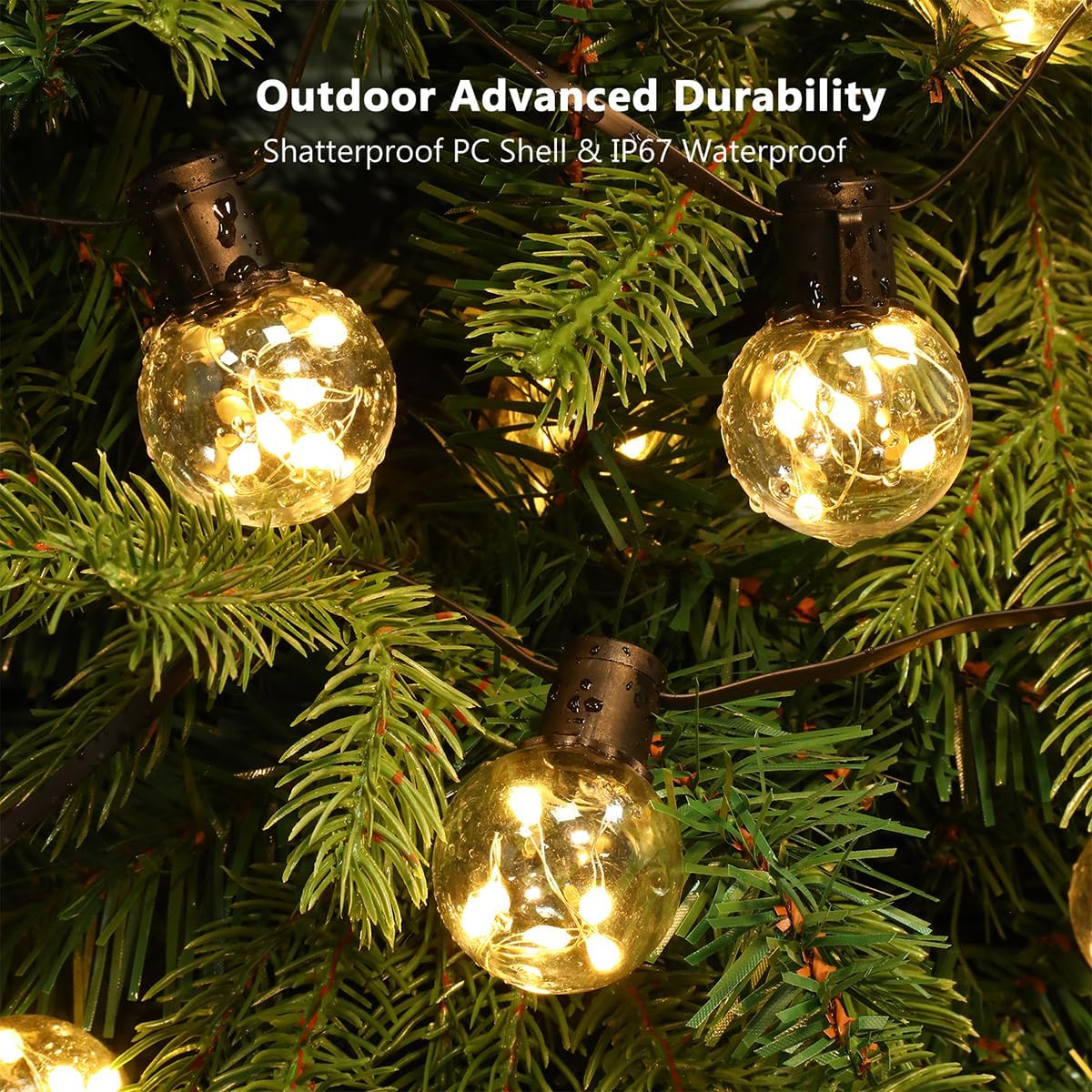 30ft Outdoor String Lights Battery Powered, 20 G40 LED Patio Bulbs | Warm White,Dimmable,Remote,Timer,IP65 Waterproof Hanging Globe Bulb Shatterproof for Backyard Balcony Bistro Christmas Decor