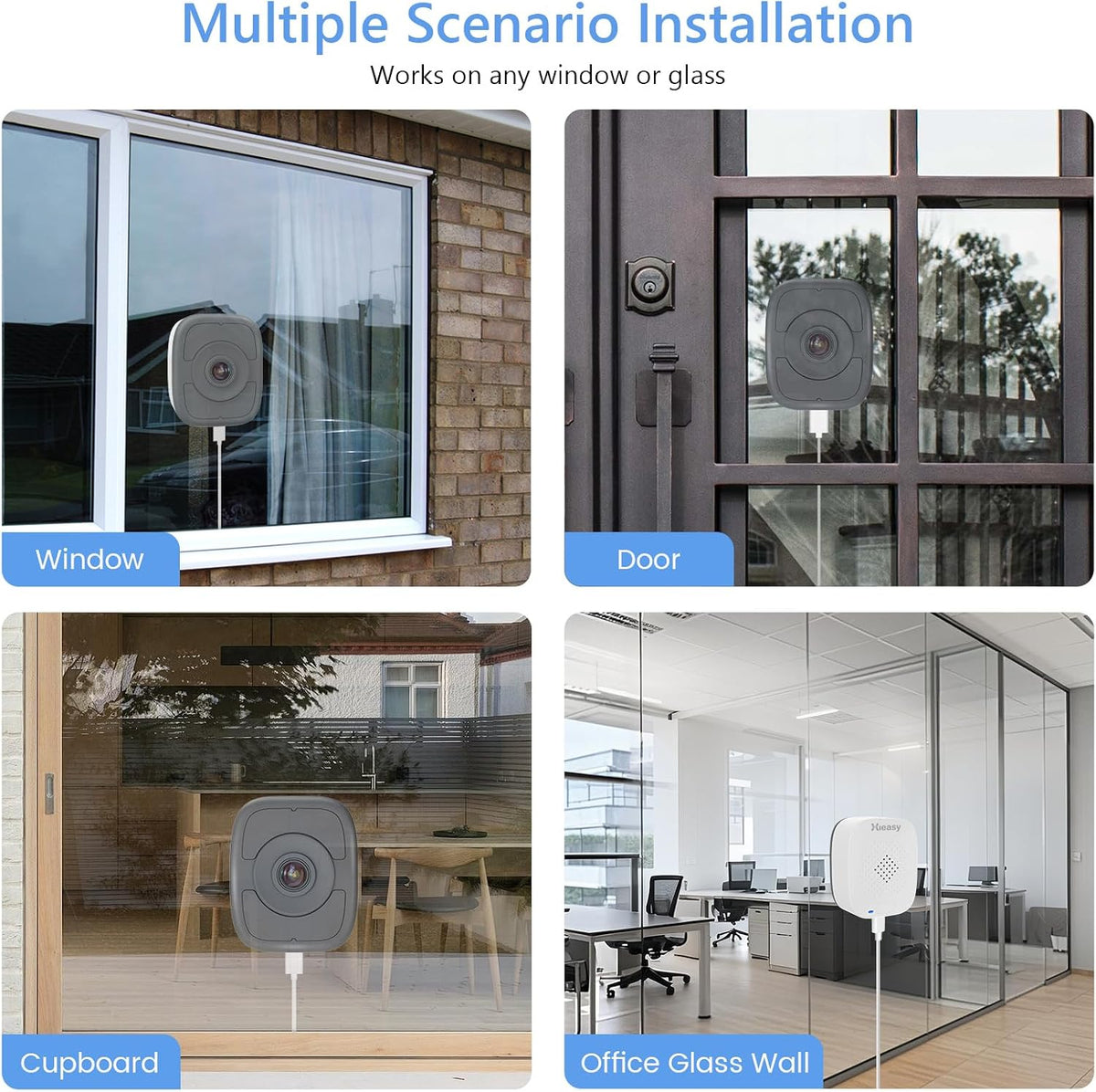 5MP 3K Window Security Camera, Full Color Night Vision, WiFi, Gray