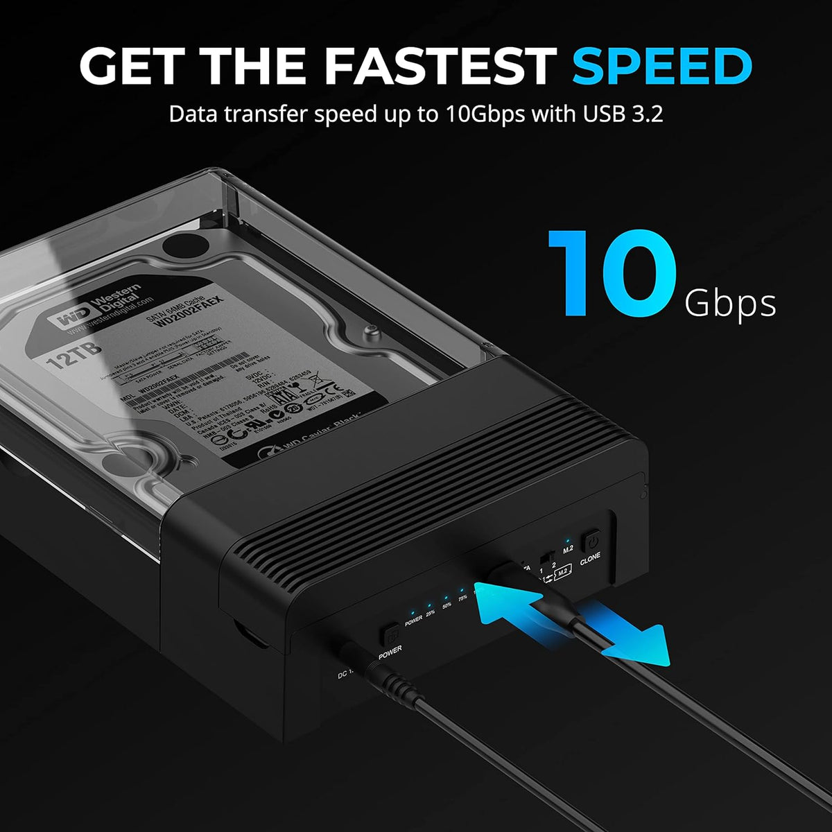 SABRENT Lay Flat NVMe & SATA HDD/SSD Dock, USB-C 10Gbps (DS-UFNC)