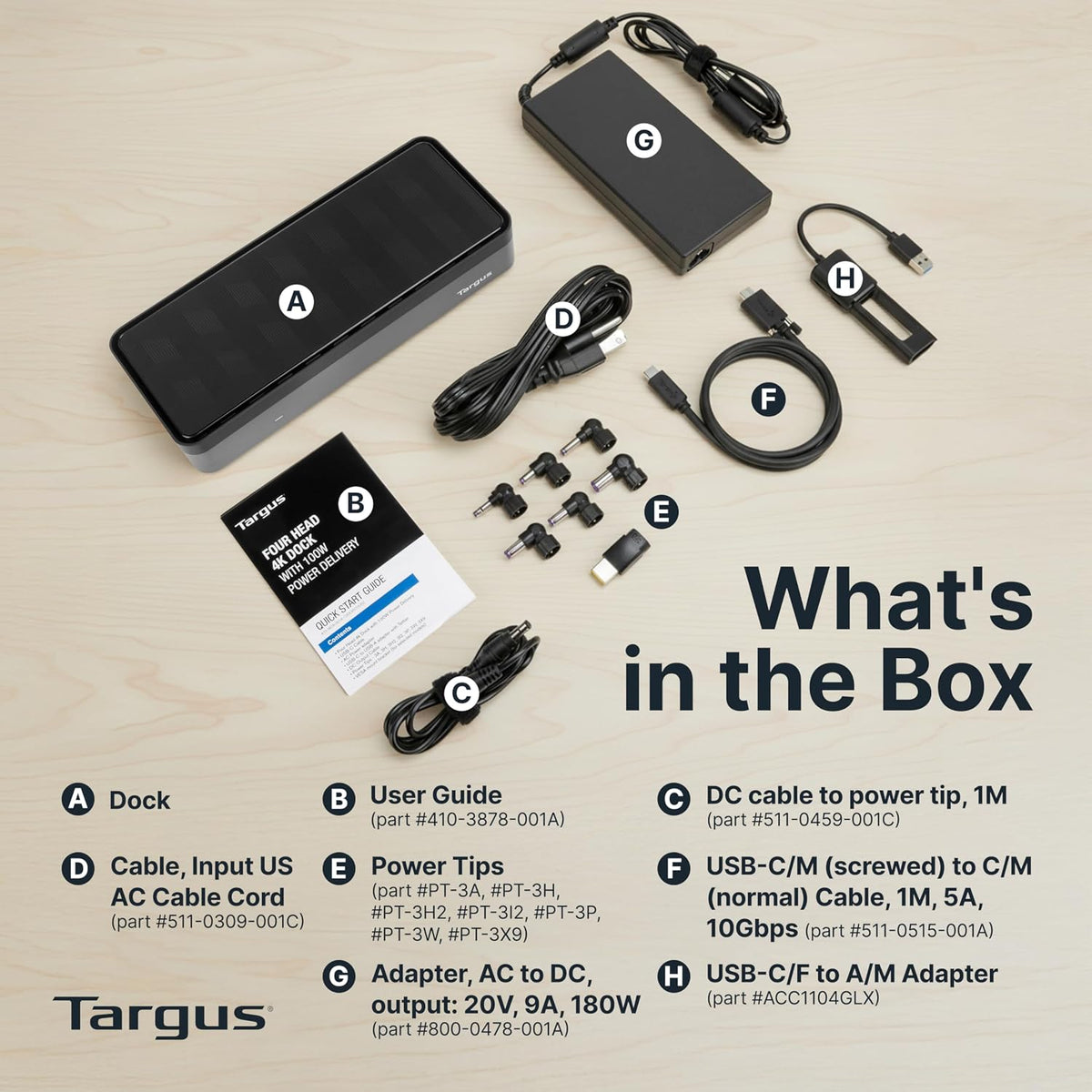 Targus USB-C Universal Quad 4K (QV4K) Docking Station with 100W Power Delivery, Black (DOCK570USZ)