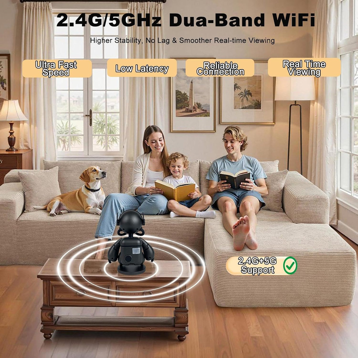2K Indoor Camera Robot, 5G/2.4G WiFi Indoor Cameras for Baby Pet Monitor