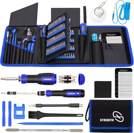 STREBITO 191-Piece Multi-Bit Screwdriver, Precision Screwdriver Set(Blue) | 1/4'' Nut Driver Home Improvement Tool Electronic Repair Kit for Computer, Phone, Laptop, PC, Cell Phone, PS4, Xbox, Nintendo