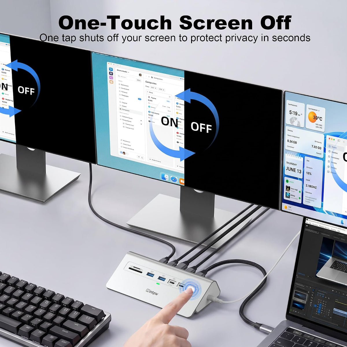 intpw Docking Station 3 Monitors, 13 in 1 USB C Docking Station