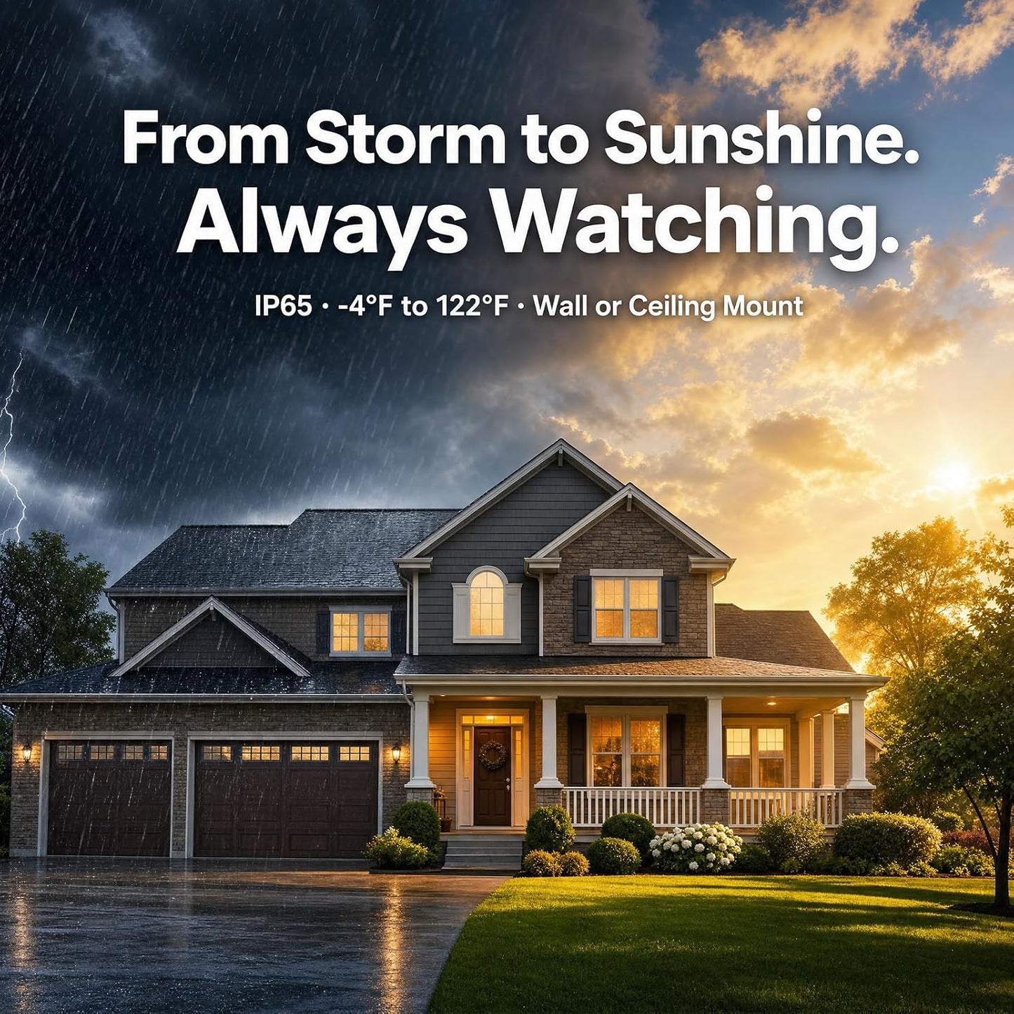 Dzees 2K Outdoor Security Cameras, Wireless Battery WiFi, Siren, 2-Pack | Motion detection, spotlight, color night vision, IP65 waterproof design, siren alarm, cloud and SD storage