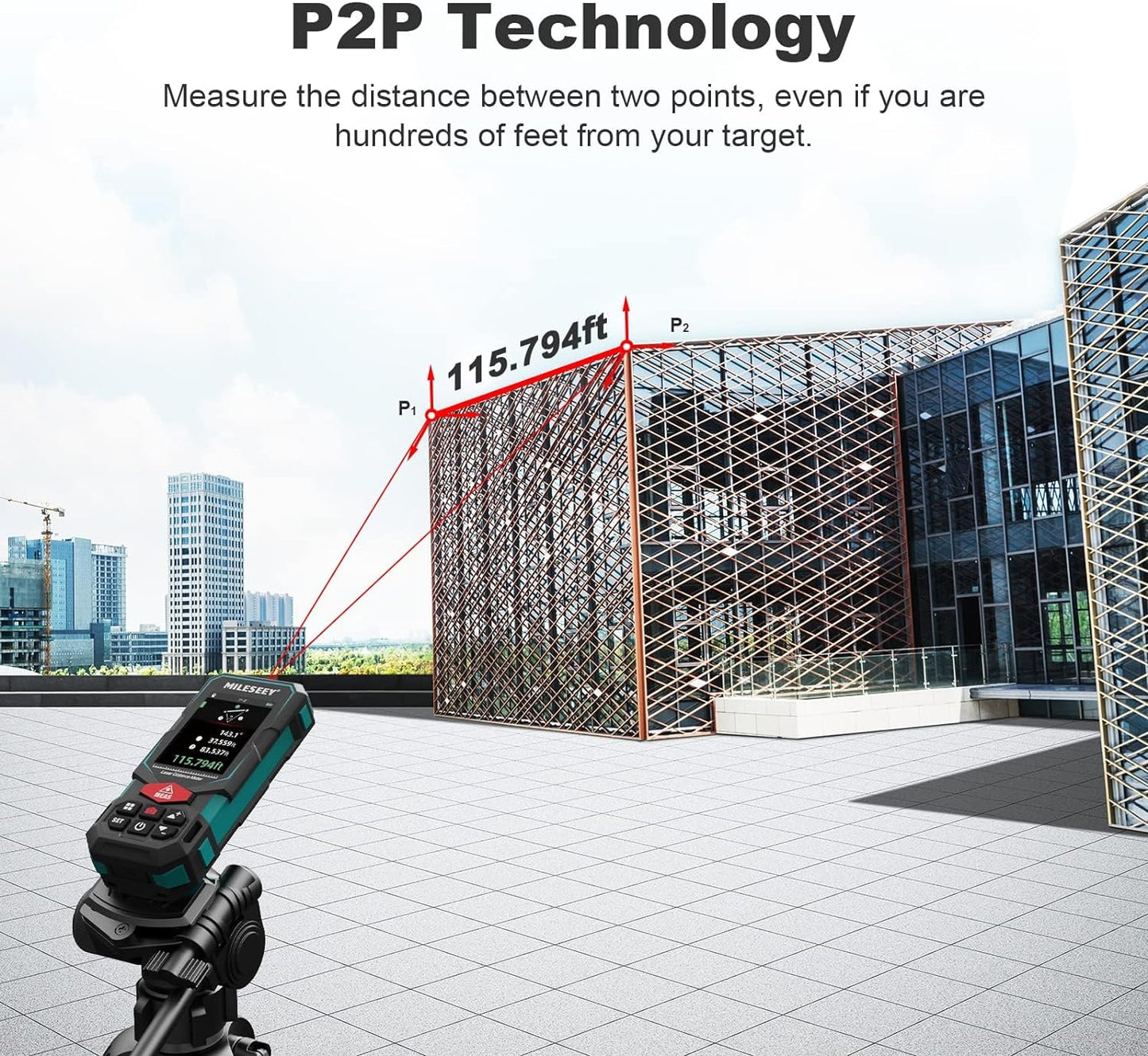 MILESEEY S7 Outdoor Laser Measure with Viewfinder Camera for Pro & DIY Use | 330ft Long Range Measurement, 2 mm Accuracy, 4x Zoom Camera Pointfinder, P2P, Multifunctional Laser Measuring Tool
