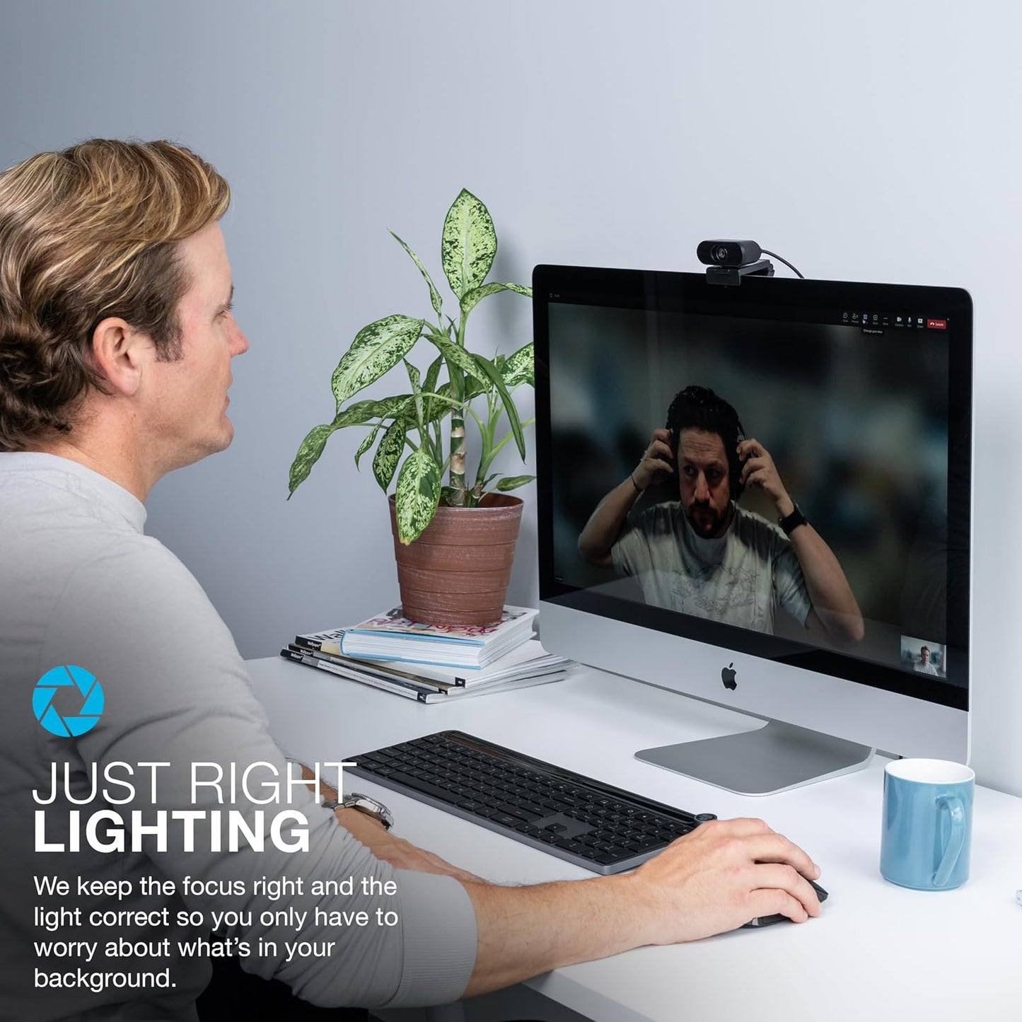 JLab Go Pop Cam, USB Webcam, 1080p, Built-in Privacy Shutter, Plug and Play, Black