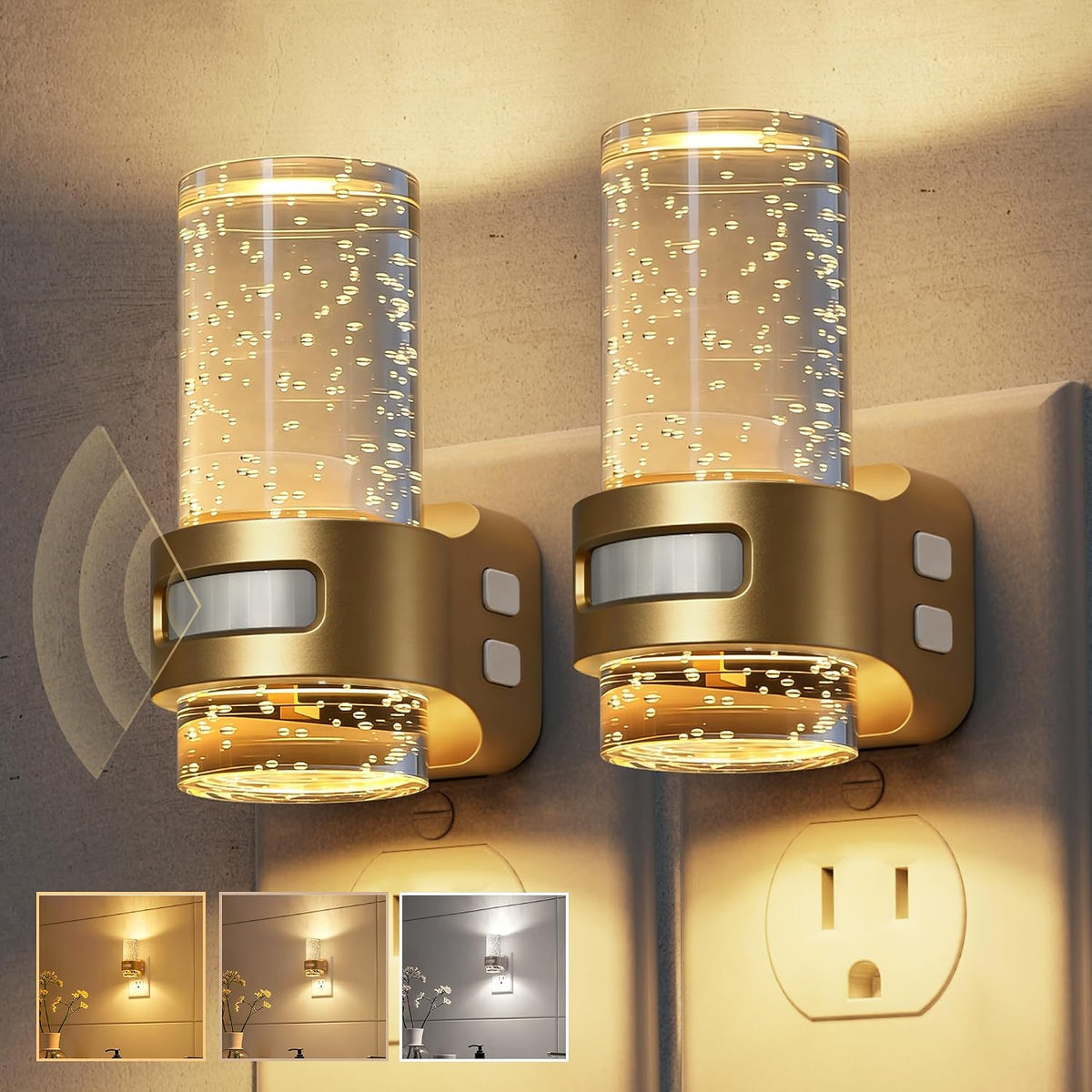 L LOHAS LED Motion Sensor Night Light, Bubble Night Lights Plug into Wall