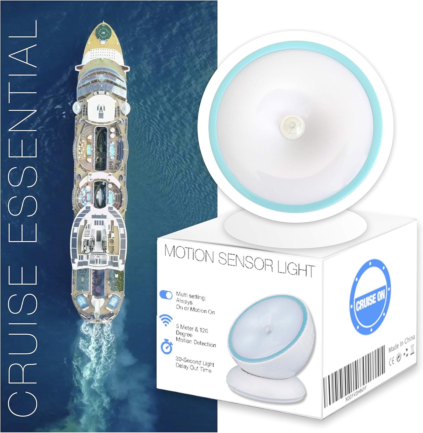 Motion-Activated Battery LED Light with Magnetic Base, 360° Rotating Night Lamp for Closets, Bathrooms, Hallways & Cabinets, Wireless, Easy Install, Auto Sensor for Hands-Free Illumination