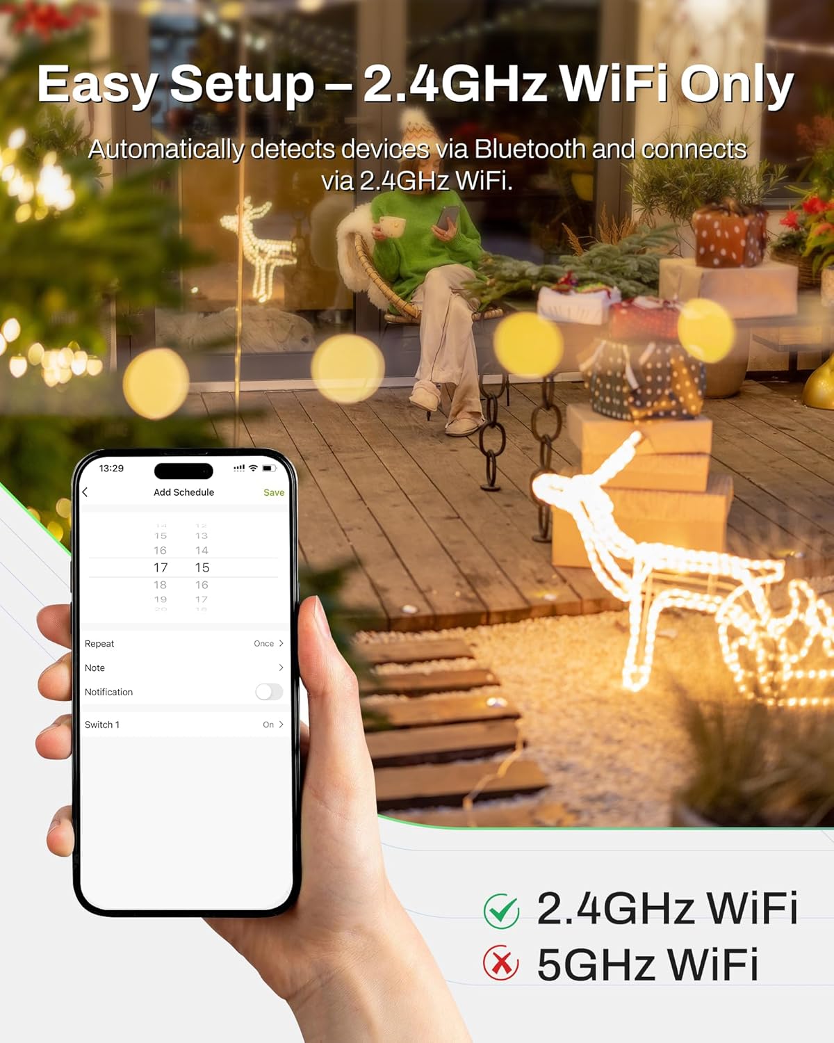 BN-LINK Outdoor Smart Wi-Fi Plug,Heavy Duty 3 Grounded Outlet Timer,2.4GHz | IP44 Weatherproof for Garden & Patio, Works with Alexa & Google Assistant, Voice & Remote Control, Schedule & Countdown