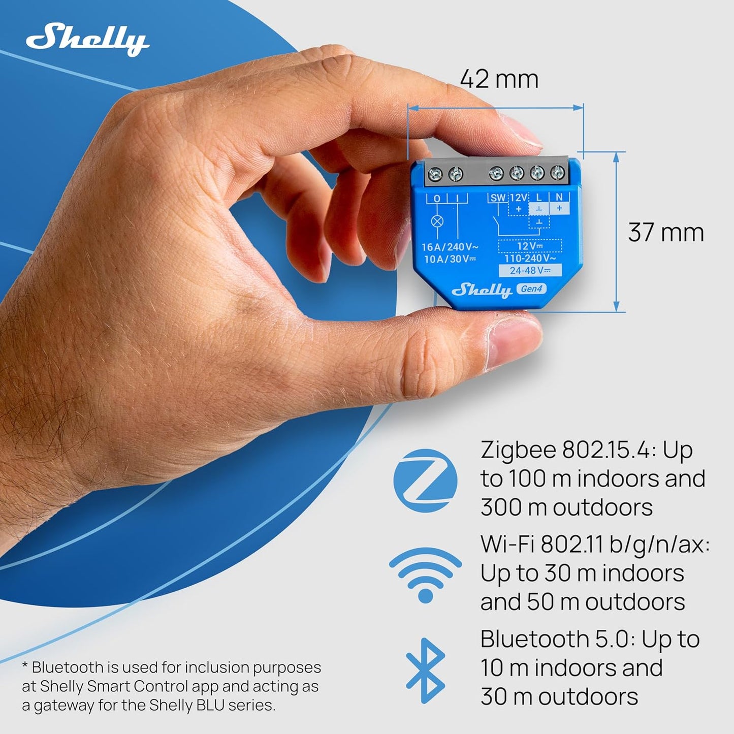 Shelly 1 Gen4 | Wi-Fi, Zigbee & Matter Smart Relay Switch with Dry Contacts, 1-Channel 16A | Home Automation | Alexa, SmartThings, Google Home, Apple HomeKit Compatible | Garage Door Opener (2 Pack)