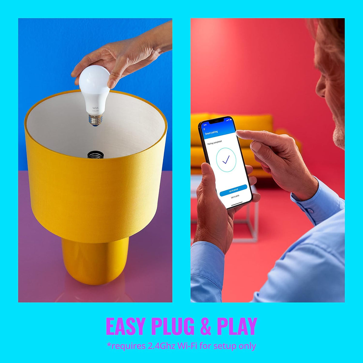 WiZ Connected 40W B12 Smart Candle-shape, E12 base, Full Color, Dimmable, 1-Pack, Indoor, Connect to Wi-Fi, Control Voice or App + Activate with Motion, Matter Compatible