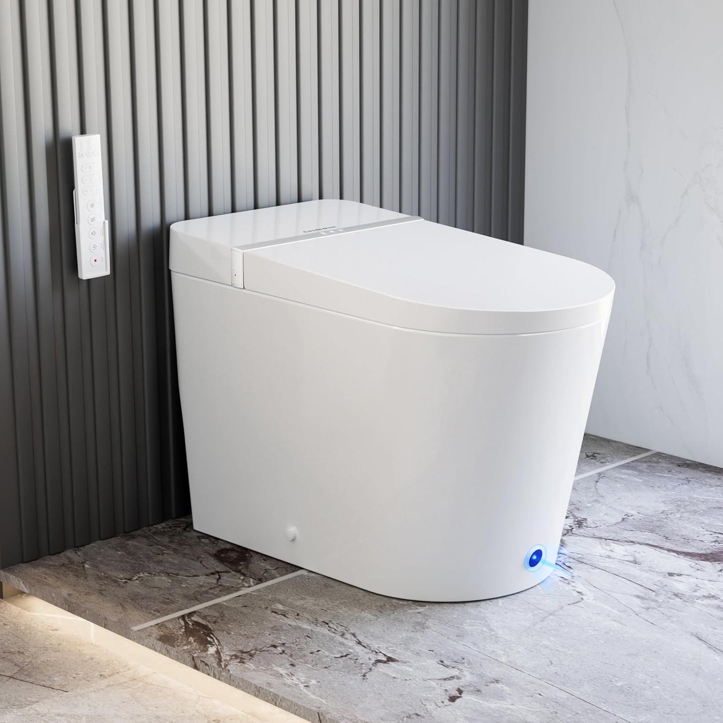 Casta Diva Smart Toilet with Bidet Built in, Foot Sensor, 1.28GPF(CD-K020) | Bidet Toilet with Wider Heated Seat, Warm Water & Dryer, Auto Flushing, Night Light, Remote Control