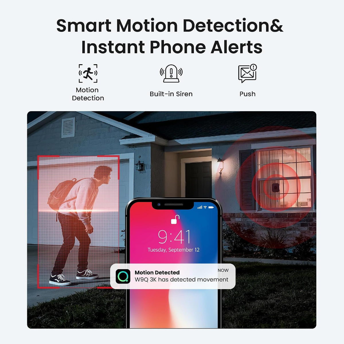 Window Security Camera 2K, Indoor WiFi Cameras 2.4GHz/5GHz, 2 Pack with Colorvue AI Color Night Vision, Person Detection with Auto-Focus, 24/7 Recording Compatible with Alexa & Google Home