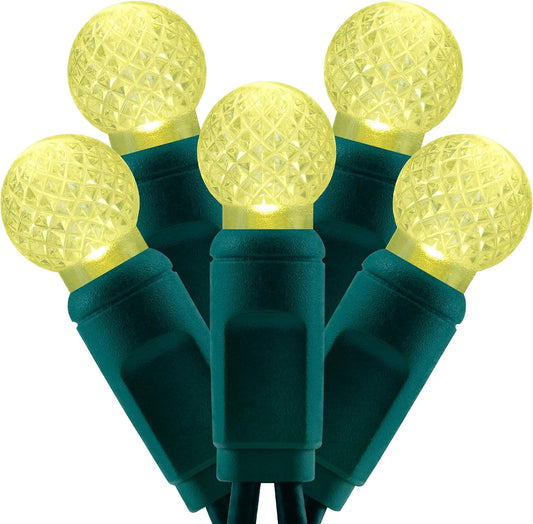 YULETIME 140 Warm White G12 Christmas Lights, 2-Set 24 ft 70 One-Piece LED