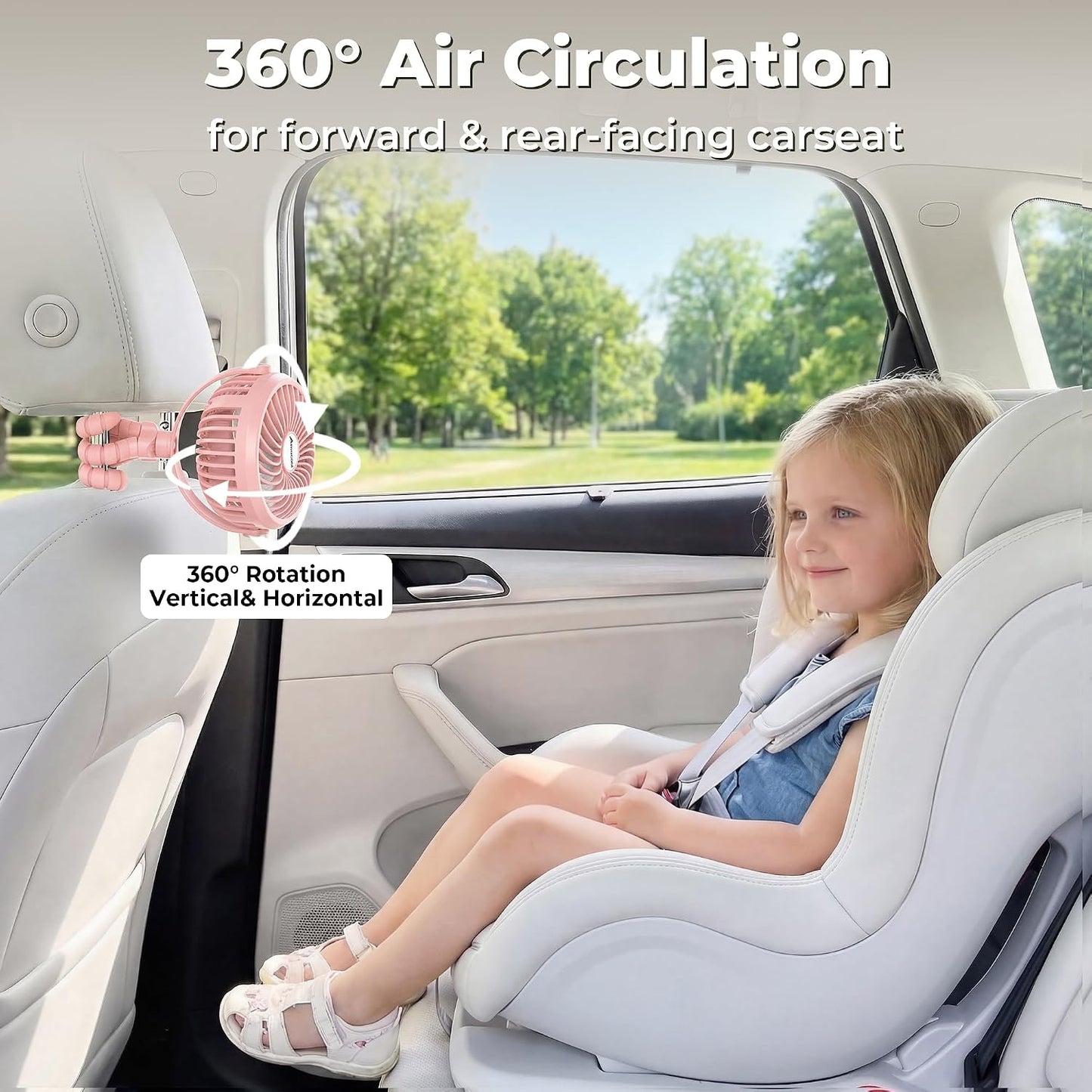 AMACOOL Battery Operated Stroller Fan, Portable Clip On Fan Rechargeable | Baby Travel Essentials for Beach Disney, Newborn Boy & Girl Gifts Registry Search, Cooling for Car Seat Wagon Crib Treadmill
