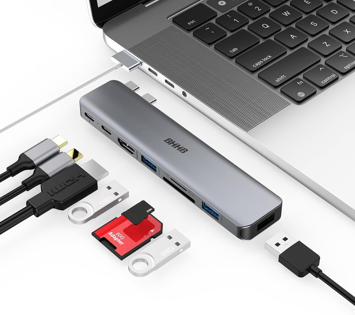 USB C Hub Adapter for MacBook Air/Pro, 8-in-2 Mac Dock with 4K HDMI