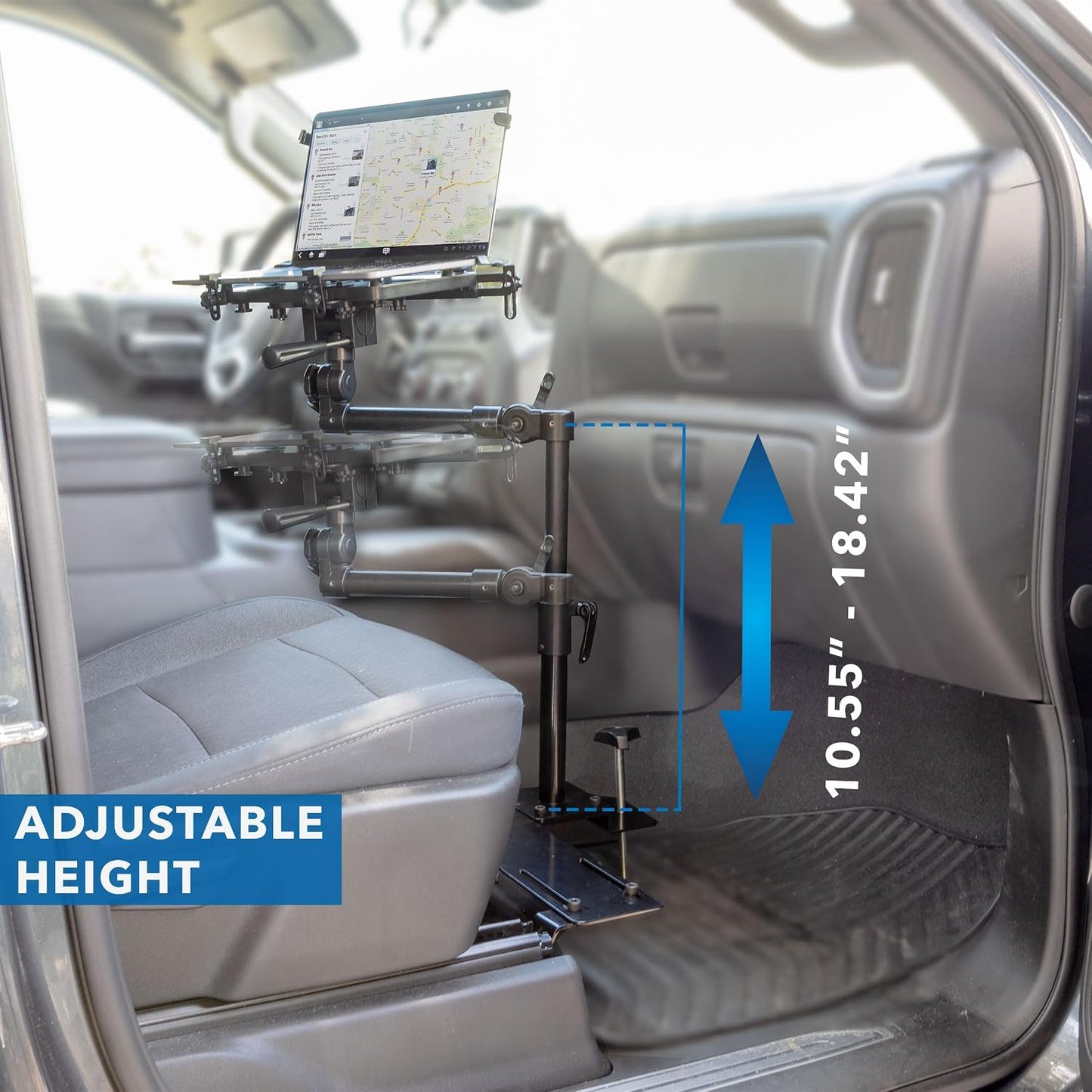 Mount-It! Car Laptop Mount, No-Drill Passenger Seat Laptop Stand with Cooling Tray for Up to 17″ Laptops & Tablets, Adjustable Full Motion Vehicle Laptop Mount
