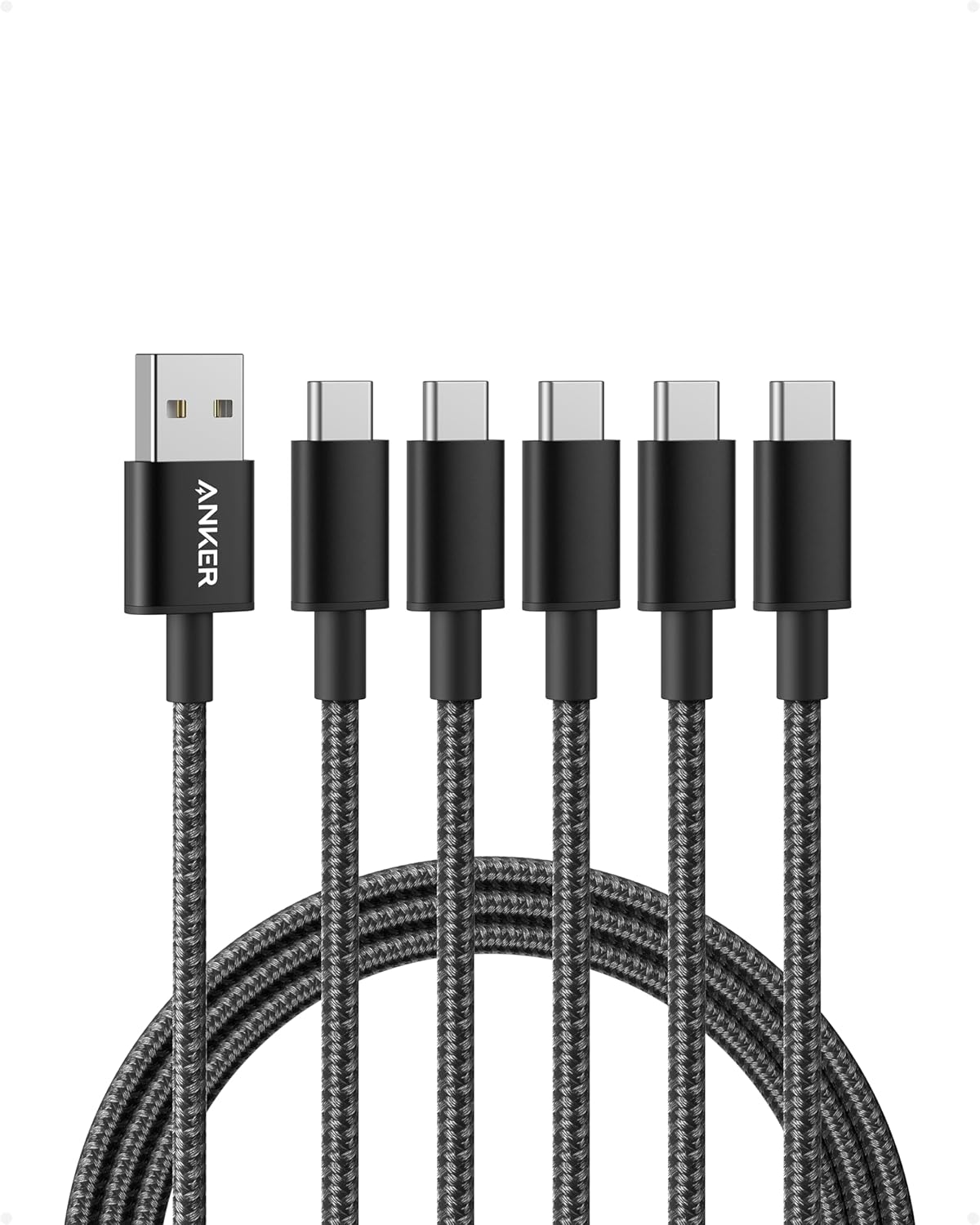Anker Cable [2 Pack 10ft], USB A to USB C Cable for iPhone 17 Series,Samsung Galaxy S10 S10+, LG V30, Beats Fit Pro and More (Black).
