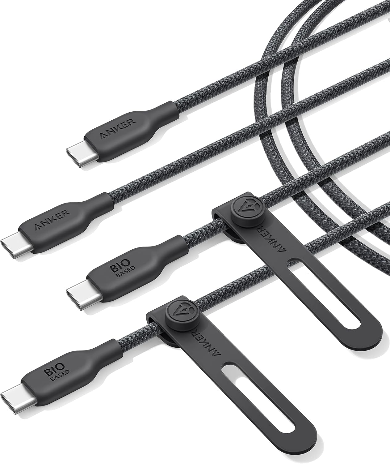 Anker USB C Cable, 240W Type C Fast Charging, USB 2.0(10 ft, Phantom Black) | Bio-Braided Cord for iPhone 17 Series, MacBook Pro 2020, iPad Pro, and More