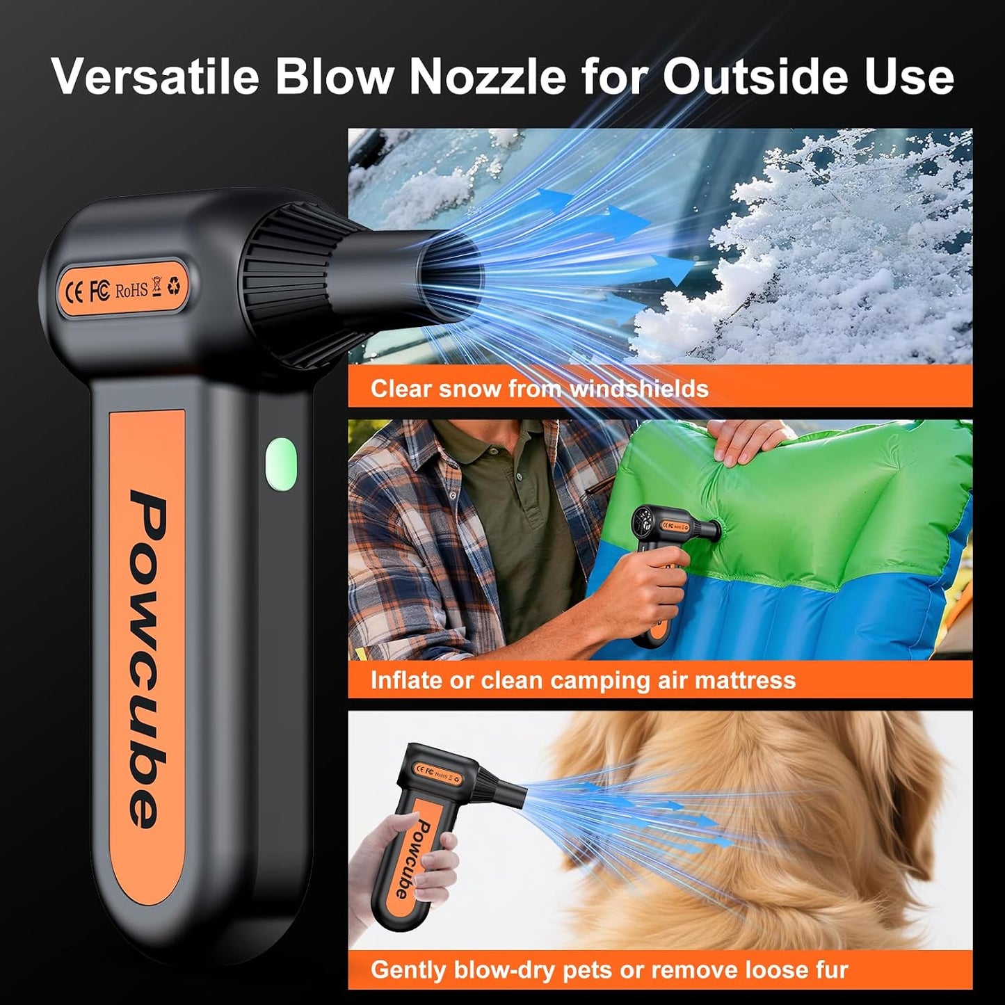 2-in-1 Compressed Air Duster 180000RPM Powerful Motor, Cordless Vacuum Cleaner with 10,000mAh Battery, Portable Electric Air Duster, Dust Blower for Computer, Keyboard, Outdoor, House, Car and Office