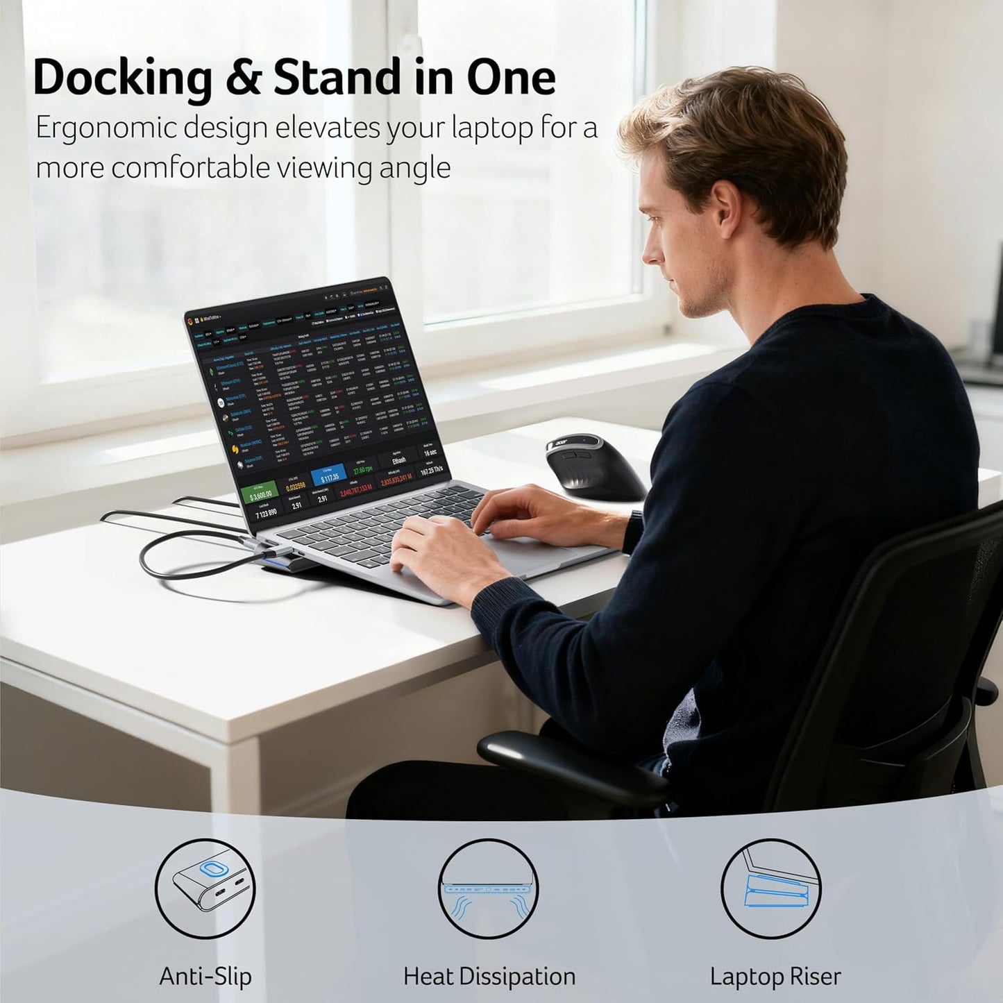 Acer Docking Station 3 Monitors, 11-in-1 Laptop Docking Station Stand with DP 8K + Dual HDMI 4K@60Hz, Ethernet, 10Gbps Data, 100W PD, SD/TF, USB C Dock with Detachable Cable for Acer/Dell/Mac/HP