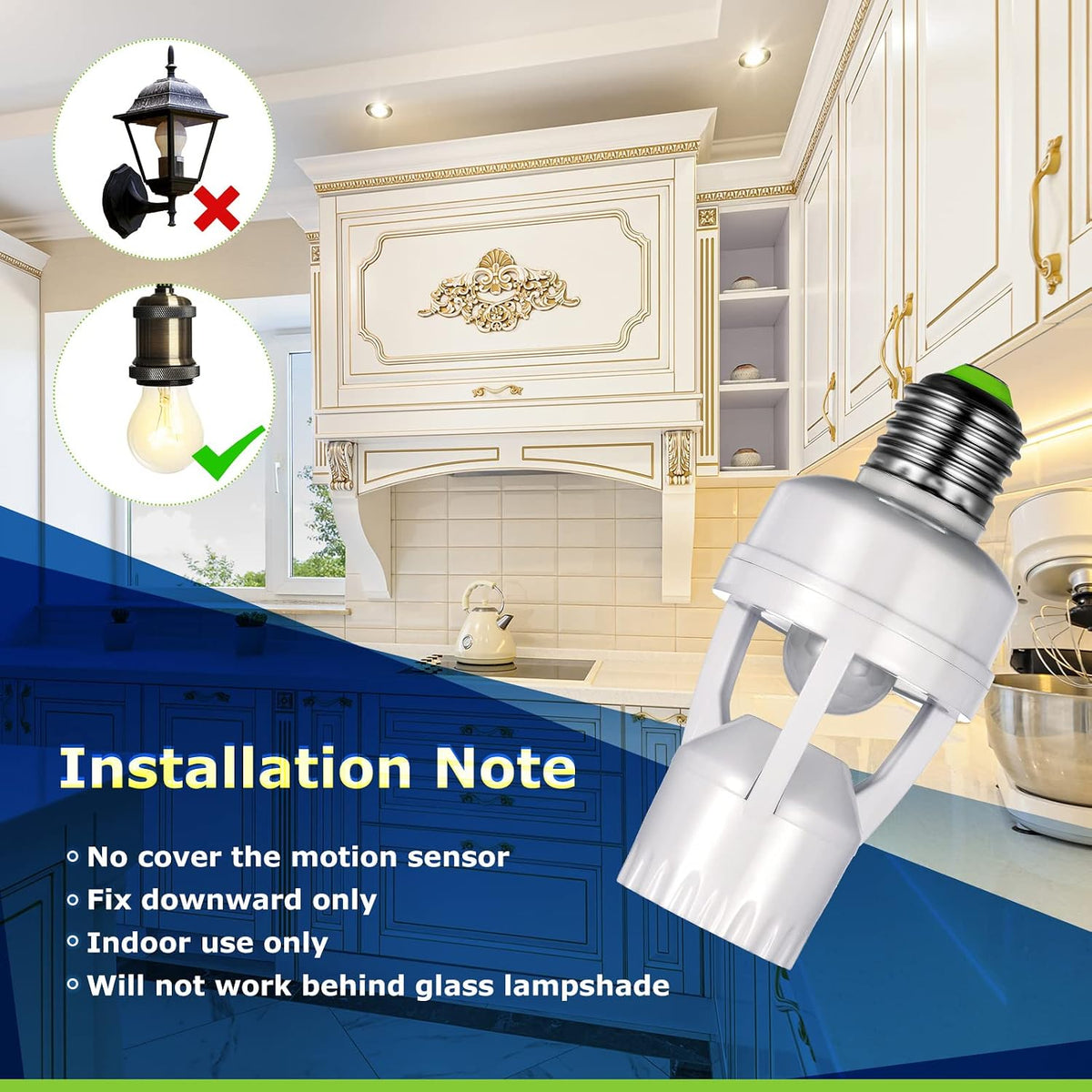 Hortsun 6 Pcs Motion Sensor Light Socket Compatible with E26 E27