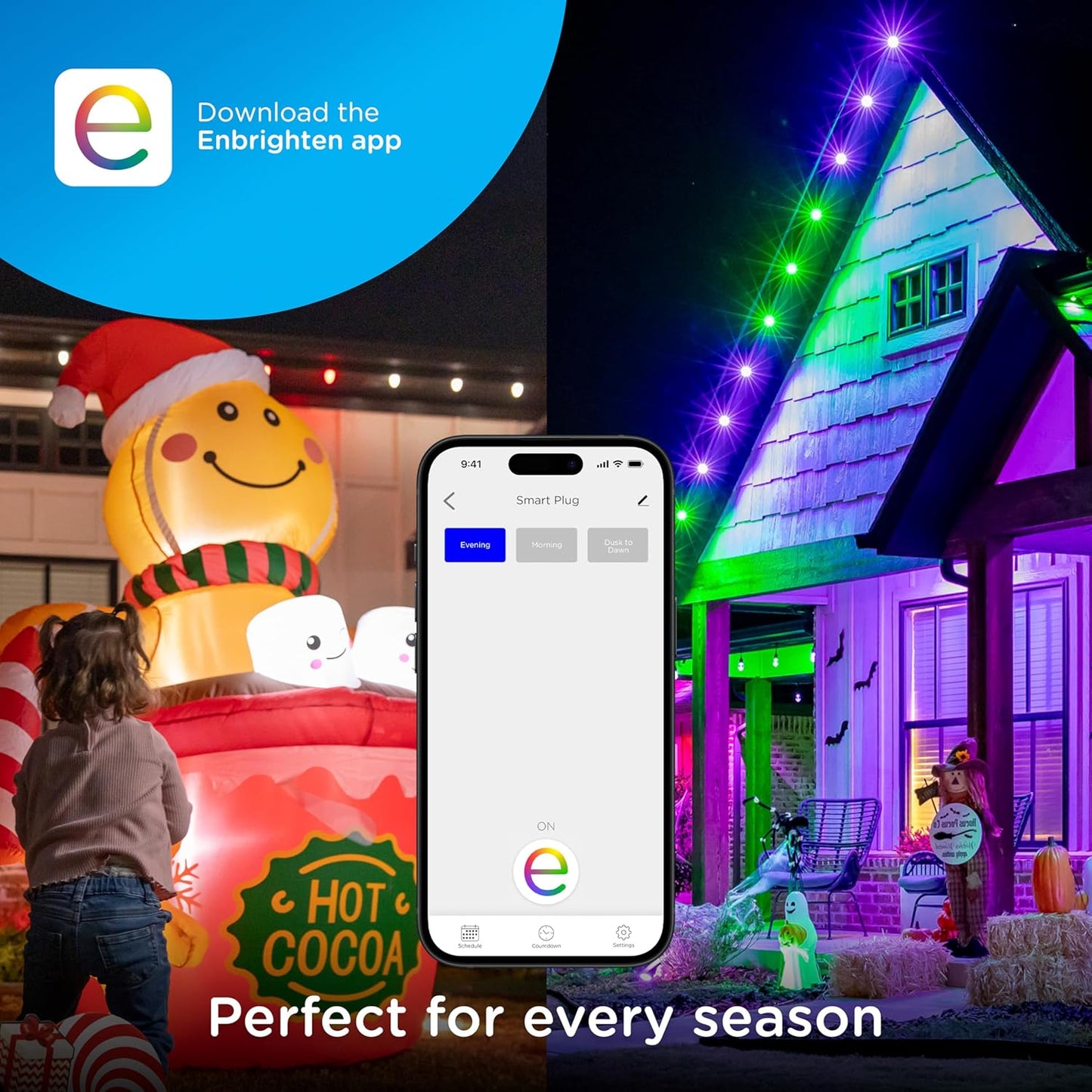 Enbrighten Vibe Outdoor Dual‑Outlet Wi‑Fi Matter Smart Plug, 2.4GHz, No Hub Required, Compatible with Alexa, Google Assistant and Apple HomeKit, Dual Grounded Plug‑in Outlets, 81912-TS1