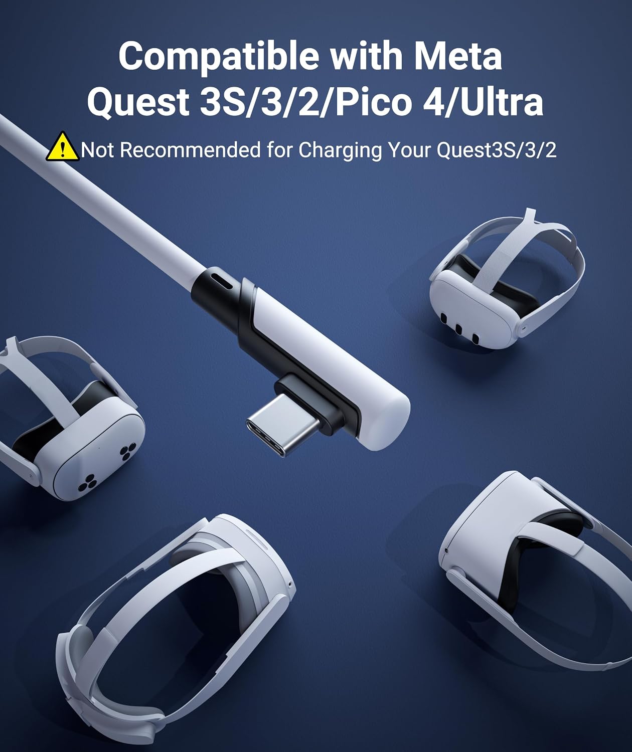 Syntech Link Cable 16FT, USB 3.0 to USB Cable for Meta Quest 3/3S/2, Pico 4 | USB 3.0 High Speed with up to 5Gbps Data Transfer for PCVR and SteamVR Gaming, Reinforced L-Shaped USB-C Connector