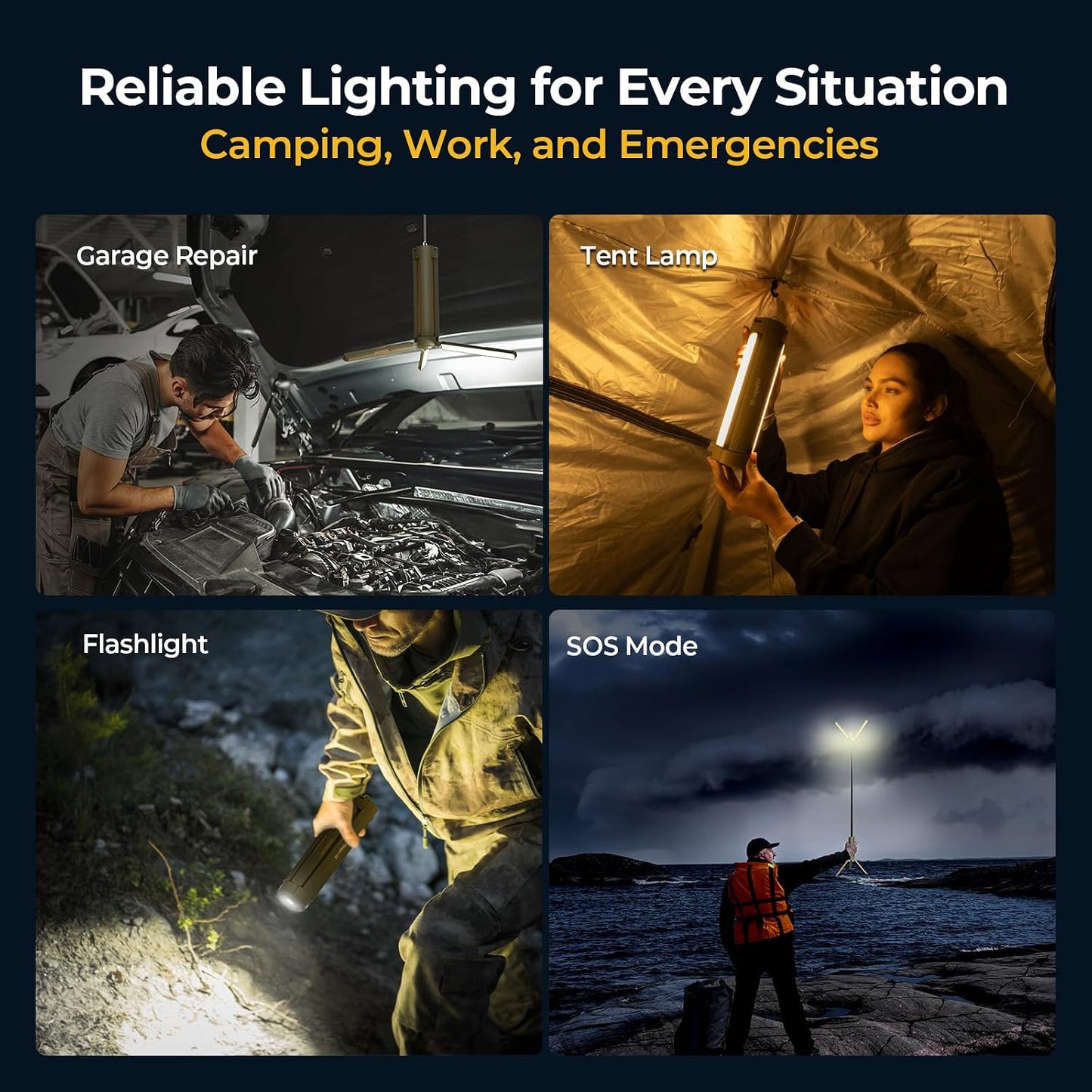 BougeRV Telescopic Camping Light CL04, 15600mAh Camp Lantern Rechargeable | 5.4 ft Adjustable Height, Up to 60H Runtime, Collapsible Electric Lantern, Adjustable Brightness, 4 Lighting Modes, Outdoor