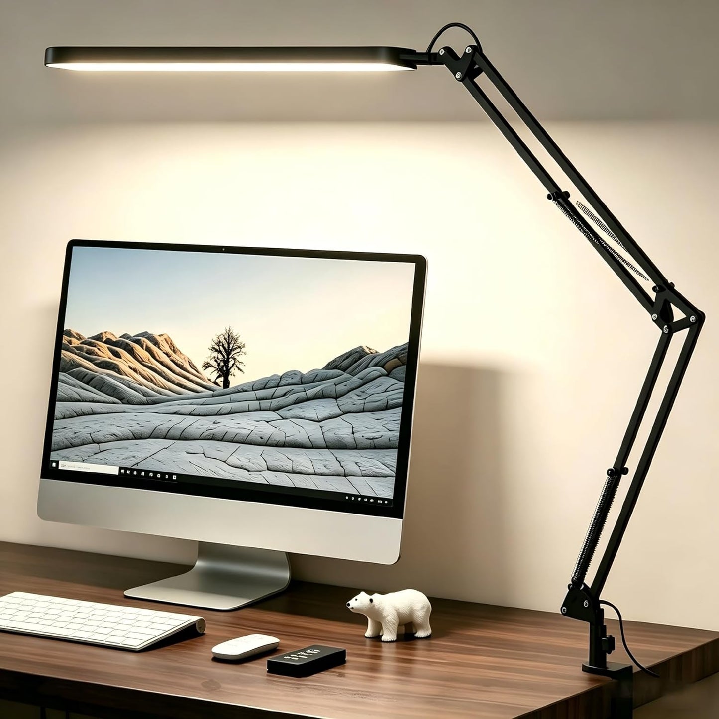Desk Lamp for Home Office, Eye Comfortable LED Desk Light for Long Hours, Adjustable Swing Arm with Memory Function, Black