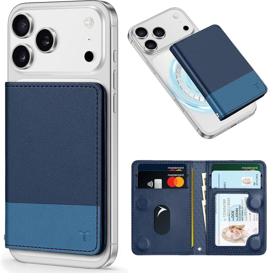 TUCCH Magnetic Wallet for Magsafe iPhone, 6 Card Holders, Blue & Light Blue | for iPhone 17/17e/16/15/14/13/12 Pro/Pro Max/Plus, RFID Blocking, Flip Card Case, Clear ID Window, PU Leather