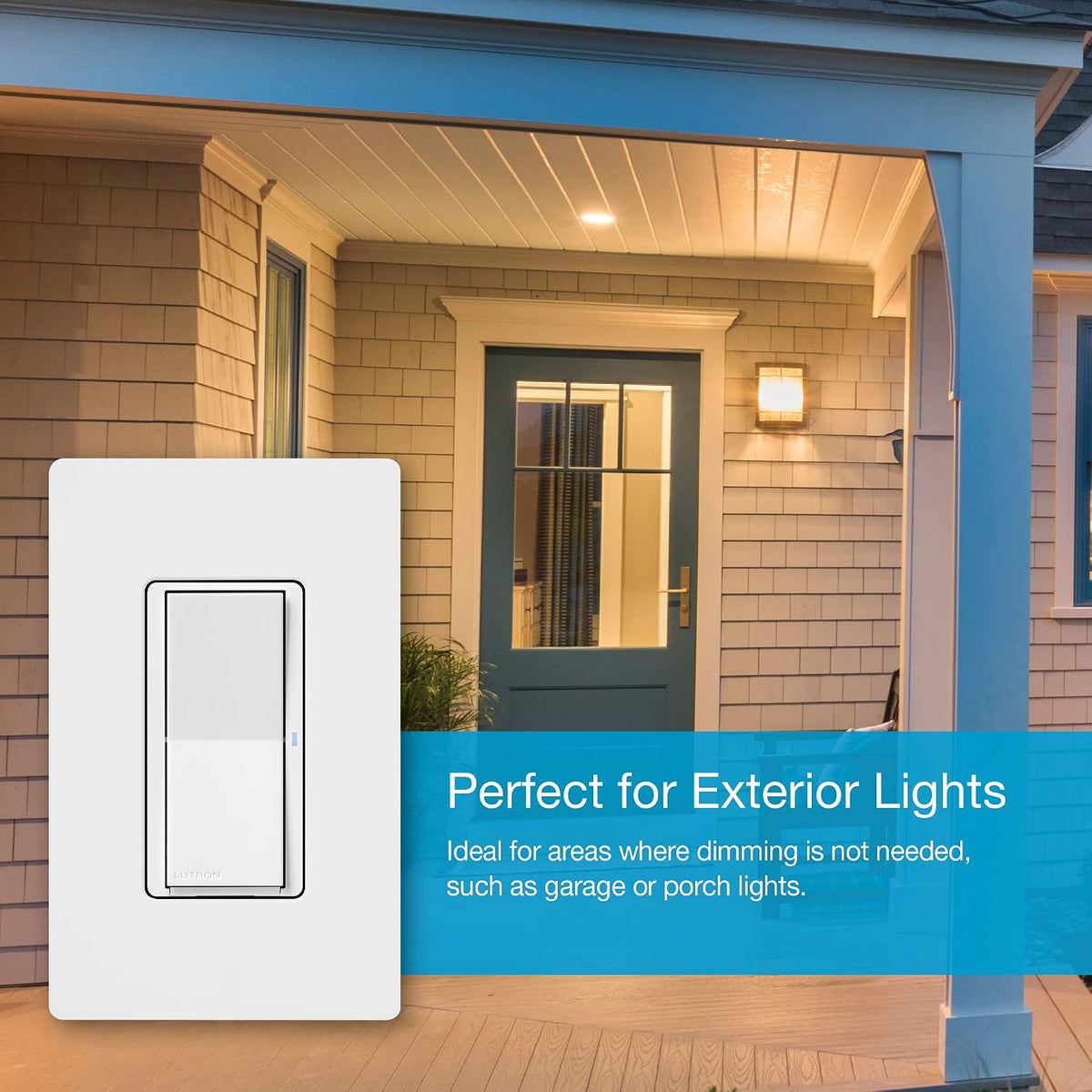 Lutron Caseta Claro Smart Switch & Wallplate for LED Lights (Smart Hub Req) | For Caseta systems, smart switch for any bulbs, 5 amp, single-pole/3-way, neutral required, DVRFW-5NS-WH-A, White
