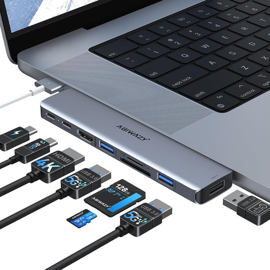 USB C Hub Adapter for MacBook Pro/Air, 8-in-2 Mac Adapter Multiport