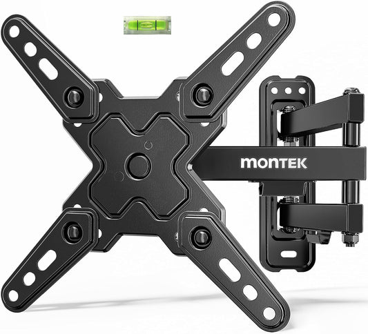 monTEK Full Motion Small TV Wall Mount for 13-43 Inch TVs up to 44 lb | ±90° swivel, +5°/-15° tilt, landscape/portrait rotation; extends 14.6 in, 4X load tested, VESA 200x200 mm, single-stud mount