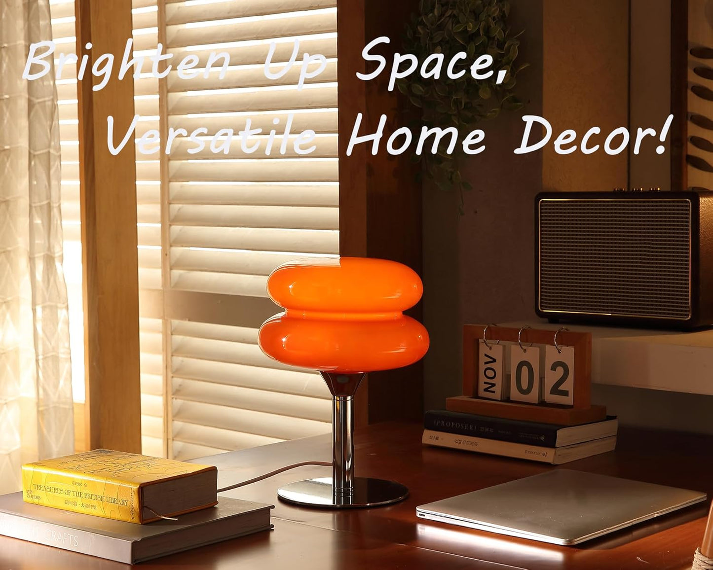 Glivpny Mushroom Table Lamp, Mid Century Modern Decor Lamp(Orange) | Cool Desk Lamps for Bedroom,Vintage Dimmable Bedside Small Cute Lamps, House Warming Gifts New Home Decor