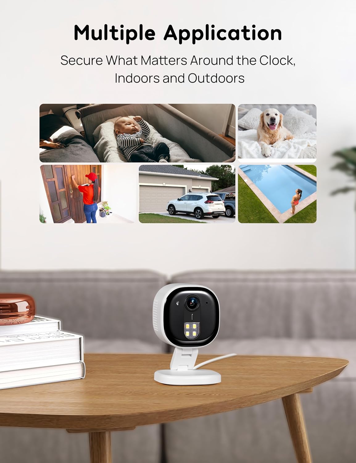 winees Security Cameras Outdoor, Wired 2K Wi-Fi Cameras for Home Security, 2.4G Indoor Camera, Human/Pet AI Detection, Color Night Vision, 2-Way Audio, Support Cloud/128G SD Card Storage