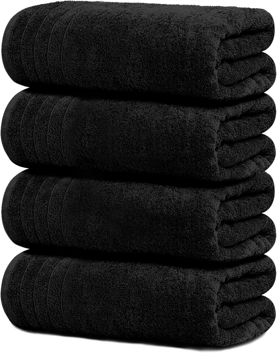 Tens Towels 4 Piece Extra Large Bath Towels 30 x 60 Inches, Black