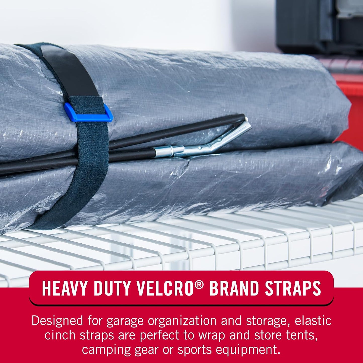 VELCRO Brand VEL-30794-AMS Elastic Cinch Straps with Buckle | 6pc Variety Pack 8"-15"-30"| Stretchable to Snugly Fasten Power Cords, Lumber, Bicycles, Sleeping Bags, Outdoor Umbrellas, More | Black