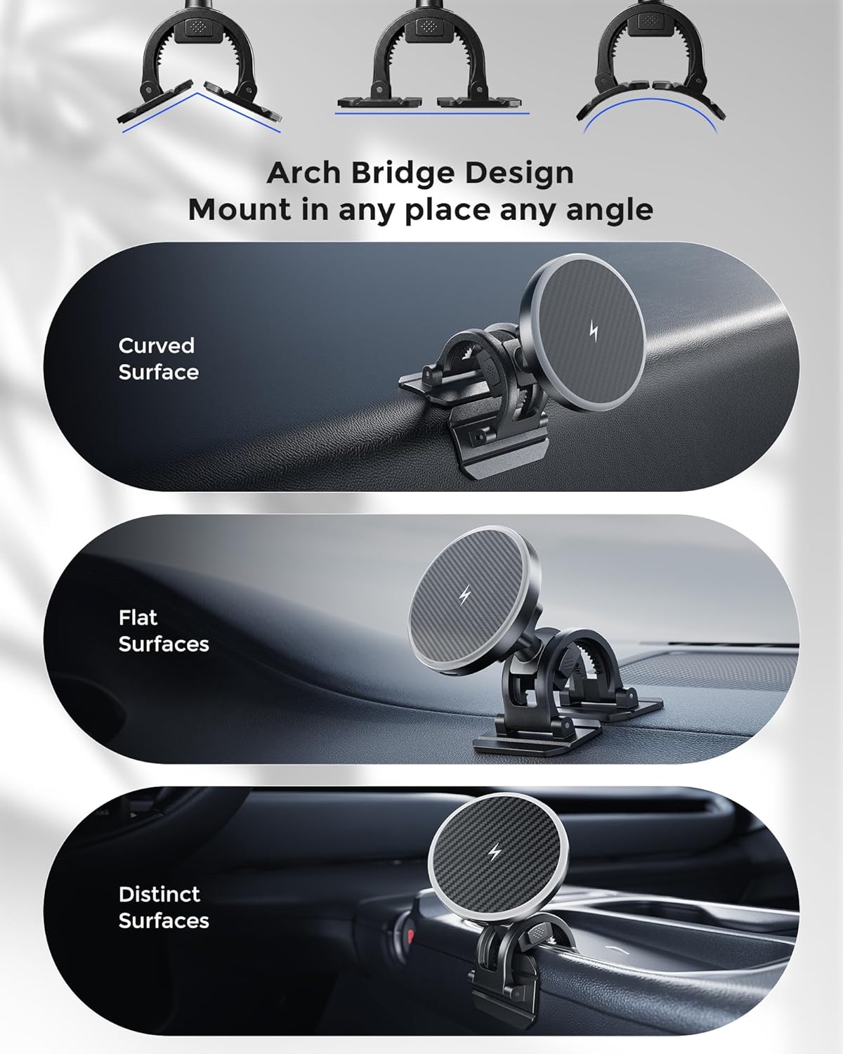 Estbuc 2-in-1 15W Magsafe Car Mount Charger, Magnetic Wireless Car Charger | 360° Dashboard & Air Vent Phone Mount, Phone Holders for Your Car, Car Accessories for Men Women for iPhone 17-12