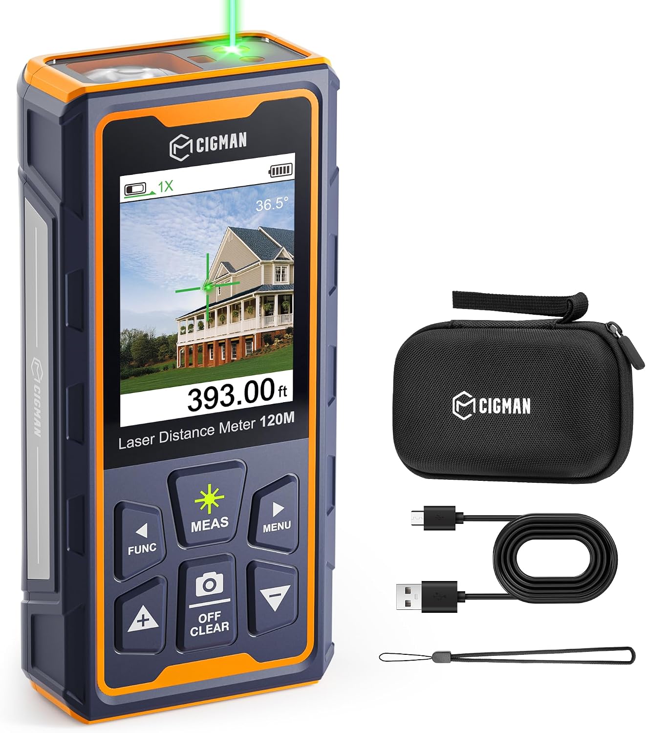 Green-Beam Laser Measuring Tool, 393ft Outdoor Laser Measure | 4X Camera, P2P Technology,Accurate, Multi Measure Modes, IP68, Angle Sensor, Rechargeable Laser Tape Measure for Construction