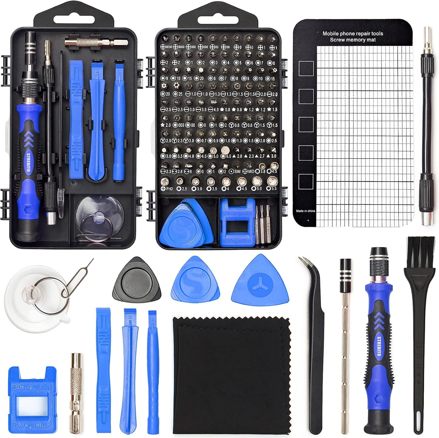 STREBITO Precision Magnetic Screwdriver Set 124-Piece Electronics Tool Kit | 101 Precision Bits, Electronics Screwdriver Set for Computer, Laptop, Cell Phone, PC, MacBook, iPhone, PS4, PS5, Xbox Repair