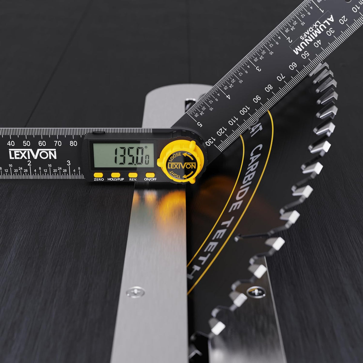 LEXIVON Aluminum Digital Angle Finder Gauge, 7-inch/180mm Multi-Purpose Protractor, Includes XL Display and Rugged Zippered Pouch (LX-DAF7)