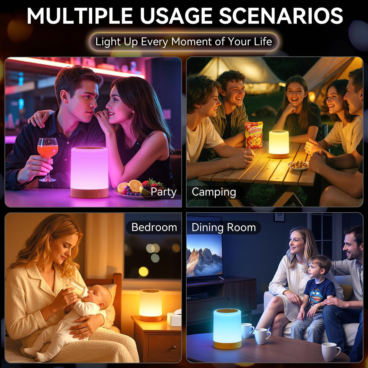 Auxmir Nursery Night Light, Rechargeable 256 RGB Lamp with Timer, Brown