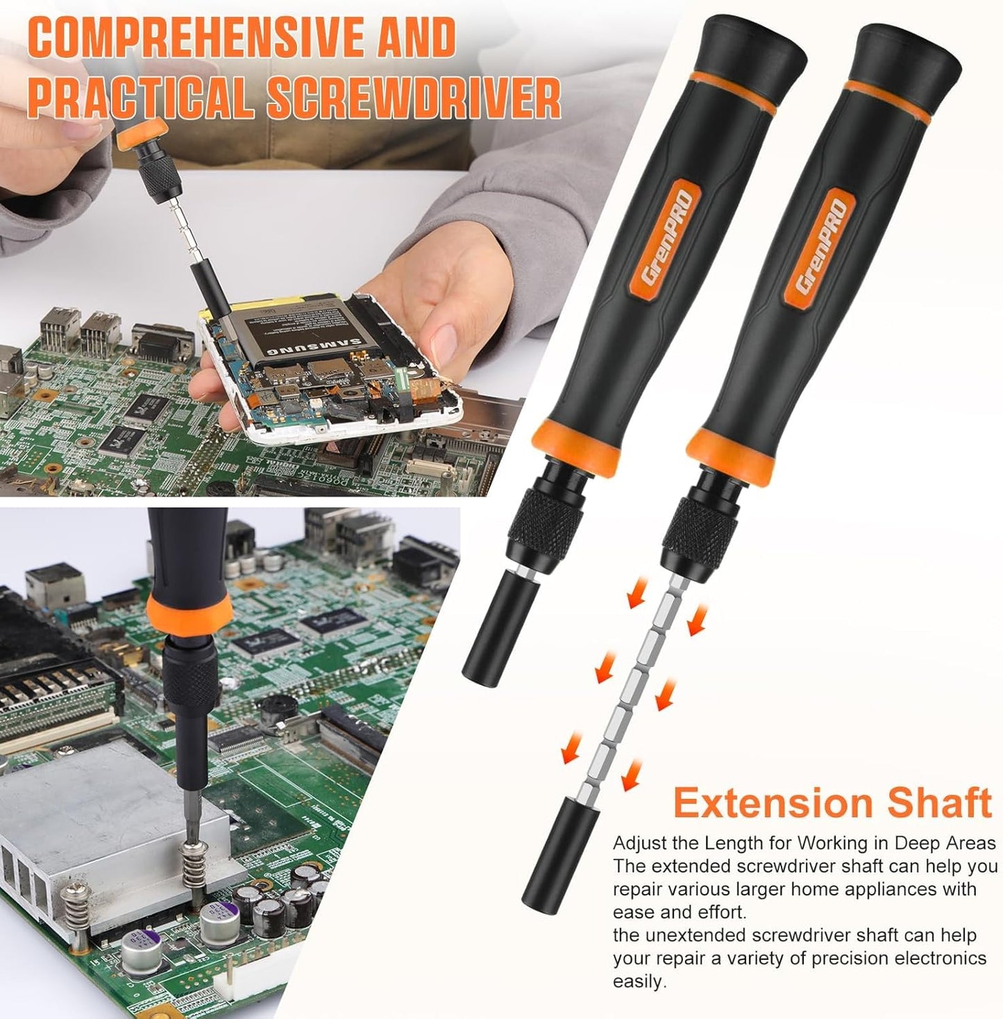 GRENPRO Precision Screwdriver Set 152-in-1, Magnetic Micro Screwdriver Set with Carrying Case, Professional Repair Tool for Laptop, MacBook, PC, Mobile, PS5, Xbox, Glasses, Watches, Jewelry