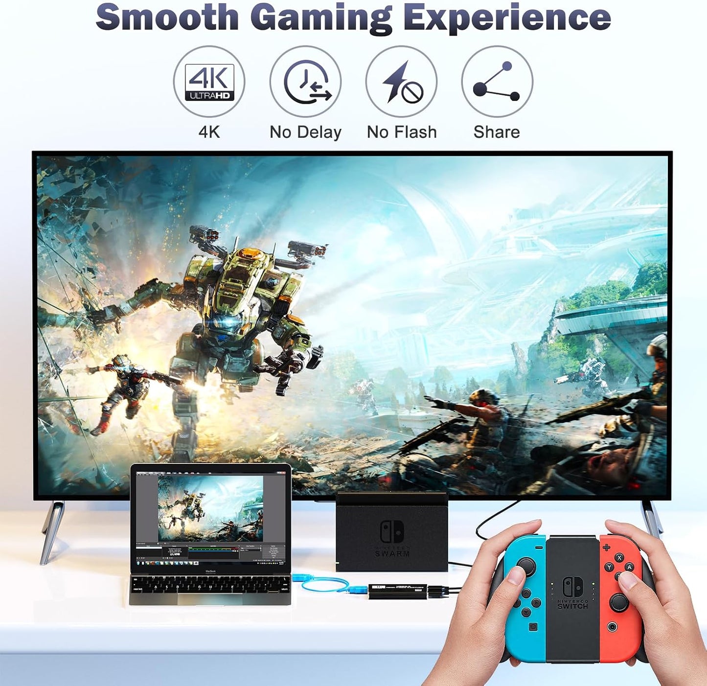 Video Capture Card, 4K HDMI Audio Capture Card Video Recorder with Mic and HDMI Loop-Out for Gaming/Live Streaming/Conference, Works for Nintendo Switch/PS5/Camera/Xbox/OBS