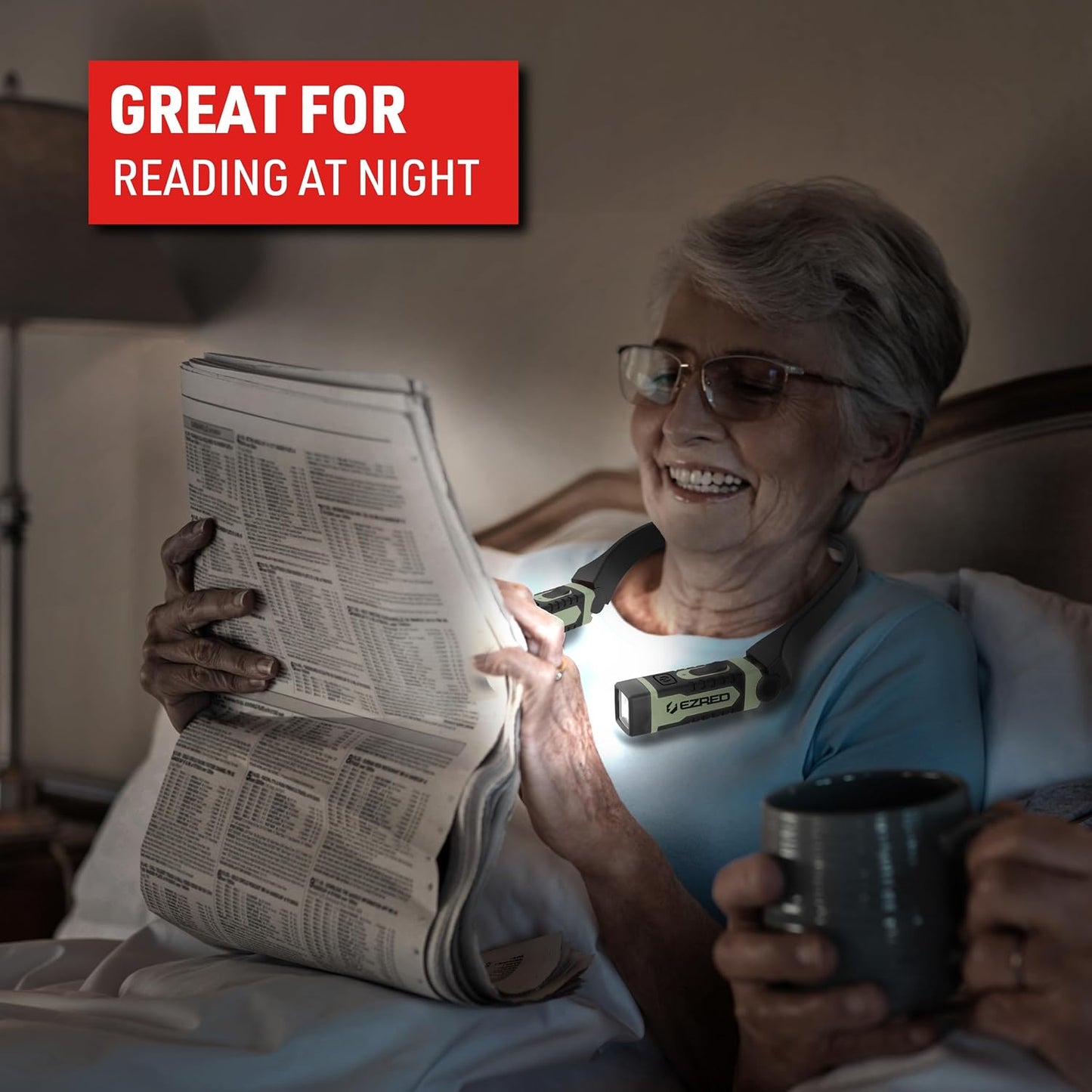 EZRED ANYWEAR Rechargeable Neck Light for Hands-Free Lighting, soft green