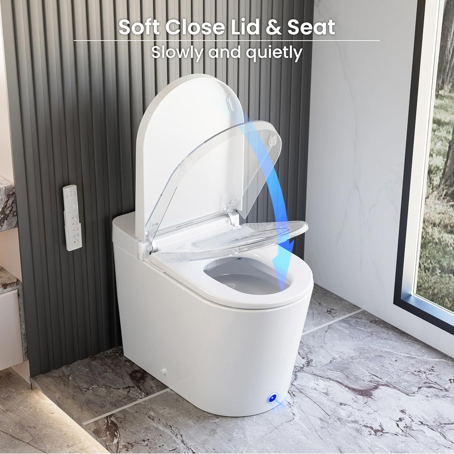 Casta Diva Smart Toilet with Bidet Built in, Foot Sensor, 1.28GPF(CD-K020) | Bidet Toilet with Wider Heated Seat, Warm Water & Dryer, Auto Flushing, Night Light, Remote Control